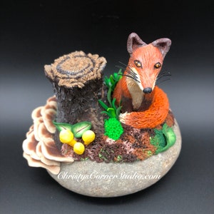 Miniature Rockscape, Polymer Clay Landscape on Rock, Standing on the Rock Collection