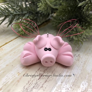 Polymer Clay Christmas Piggy Ornament