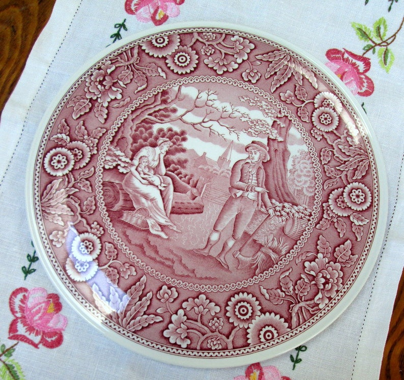 Spode Cake Plate, Pink, Woodman image 2