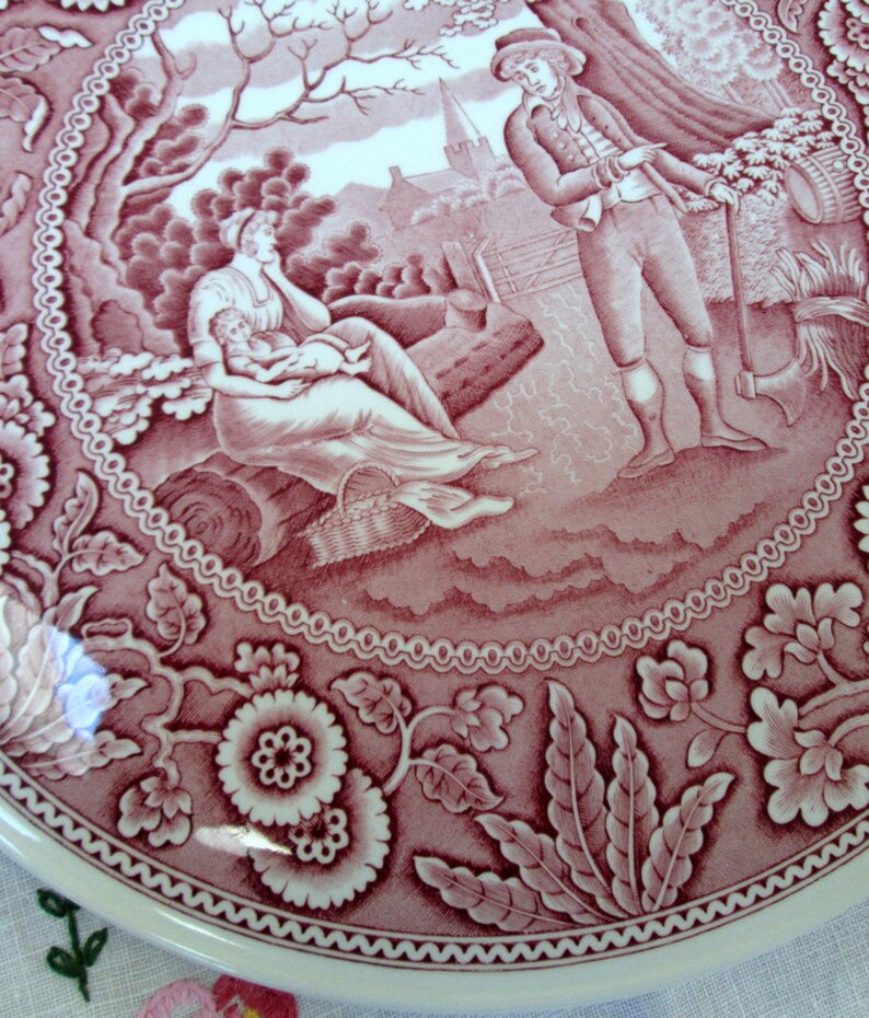 Spode Cake Plate, Pink, Woodman image 3