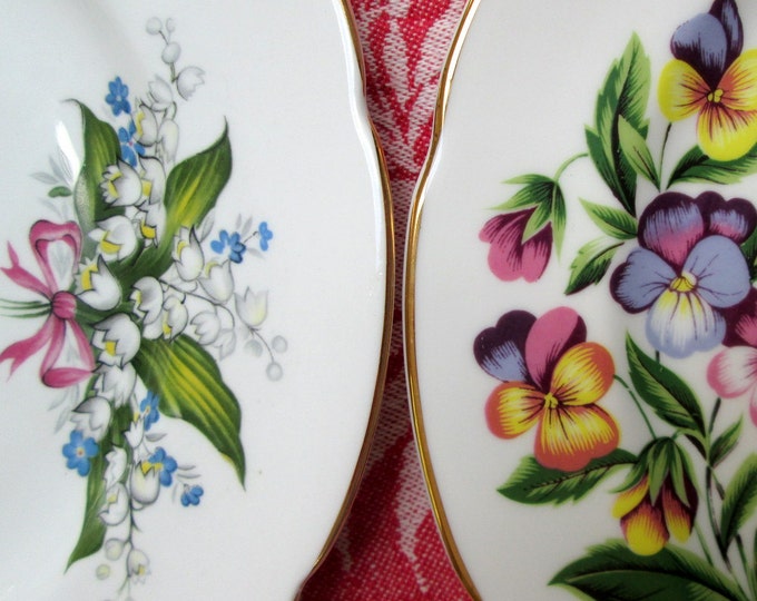 Tea Plates, Set of 4, Floral Bone China Etsy