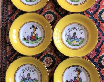 Children's Tea Plates, 9, Hand Painted and Enameled Bone China