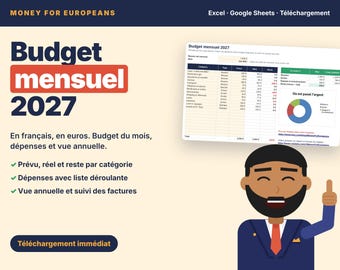 2027 Budget Mensuel Excel, Tableau Budget Français, Planificateur Budget, Google Sheets, Suivi des Dépenses, Budget Familial