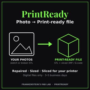 Modelo 3D personalizado de varias partes para impresión a partir de fotos / Dividido, con clave y código G en 3MF para su impresora / 1 revisión incluida / Digital