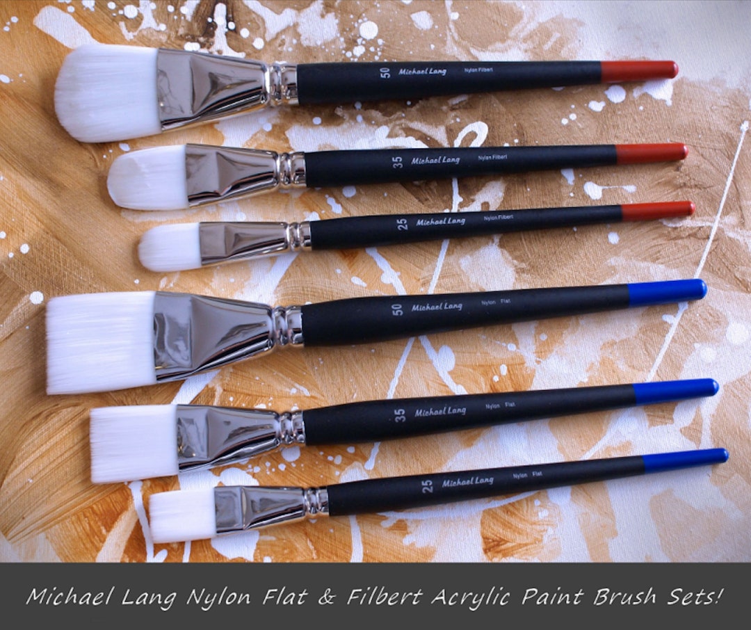 Artist Brushes Sets Exclusive Mike Lang Design Nylon Flat, Filbert  Signature 