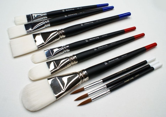 Artist Brushes Sets Exclusive Mike Lang Design Nylon Flat, Filbert  Signature 