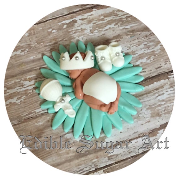 Boy Baby Shower Fondant Cake Topper Baptism Christening Baby Etsy