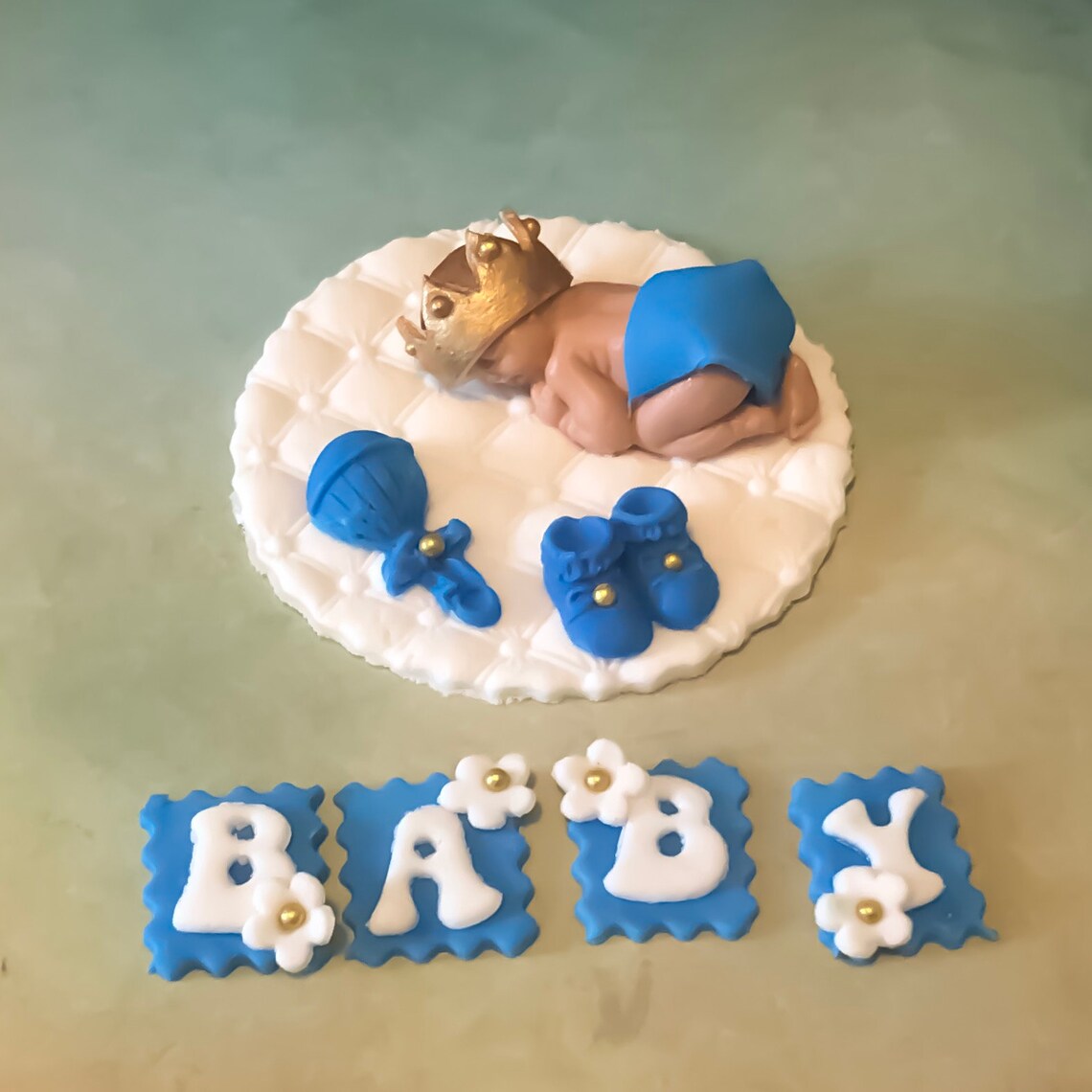 CHRISTENING CAKE TOPPER Boy Baptism Cake Topper Fondant Cake Etsy