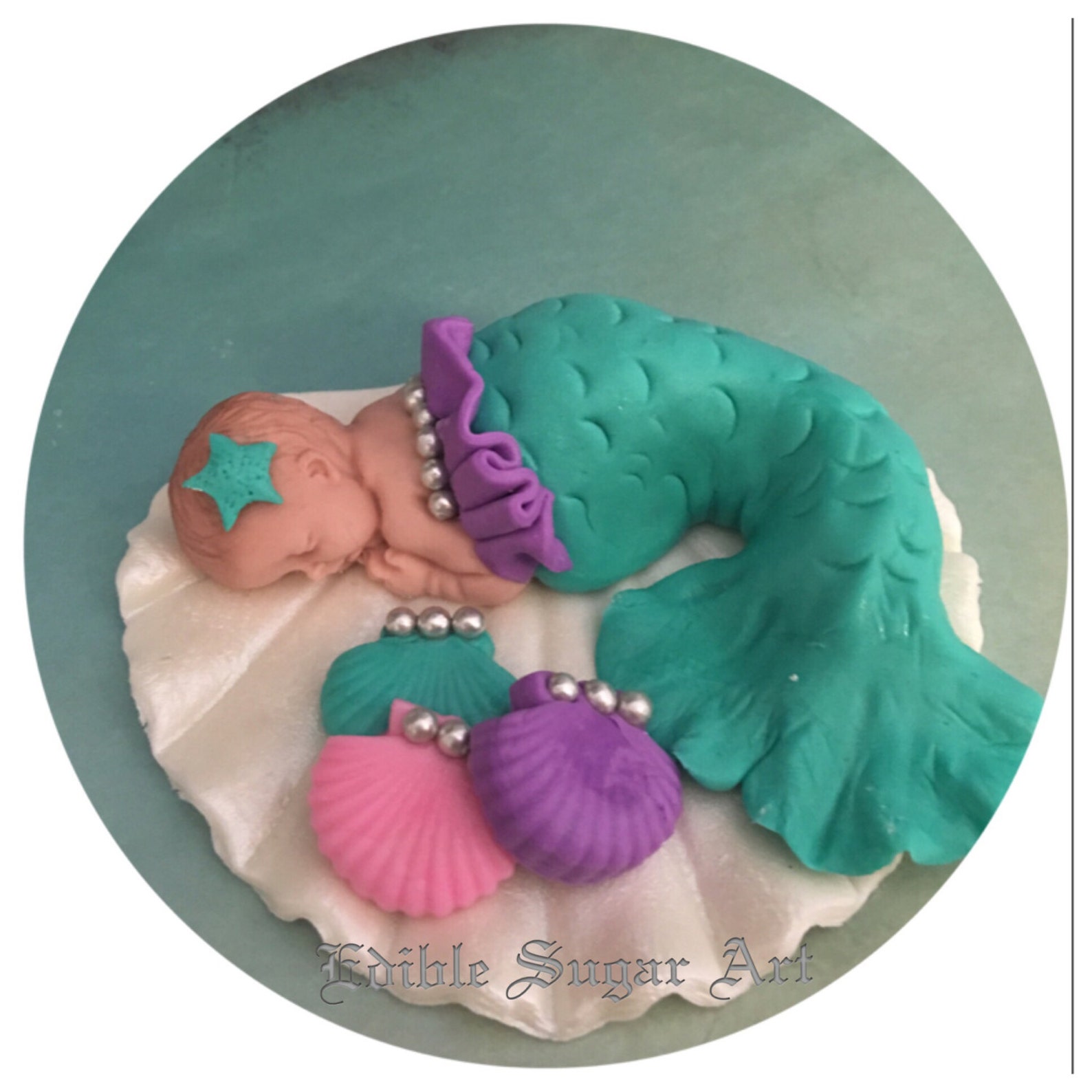 MERMAID BABY SHOWER Cake Topper Fondant Baby Mermaid Nursery Etsy