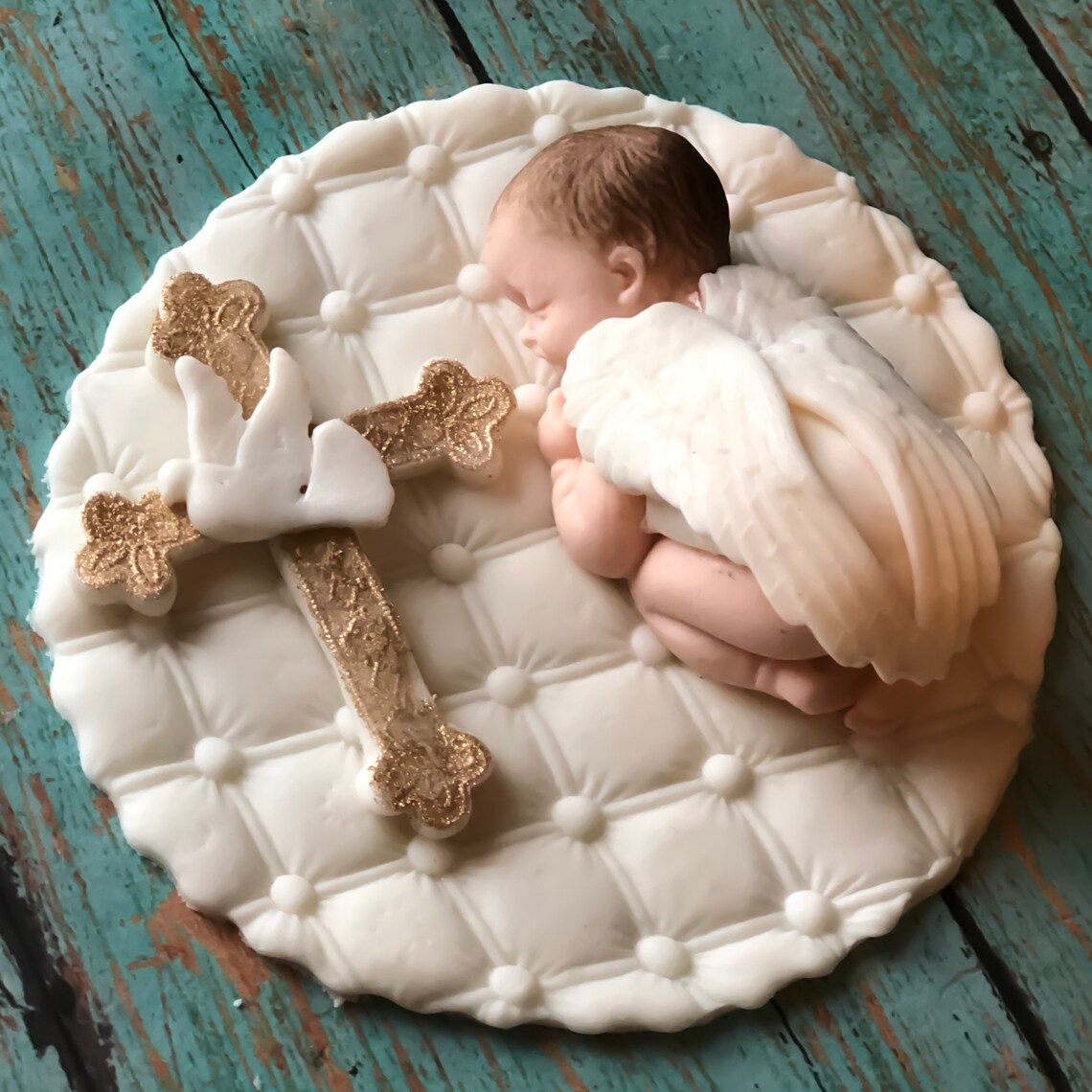 BAPTISM CAKE TOPPER Boy Christening Cake Topper Fondant Cross Etsy
