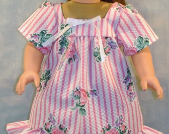 18 Inch Doll Clothes - PInk Stripe Pink Floral Muu Muu handmade by Jane Ellen to fit 18 inch dolls