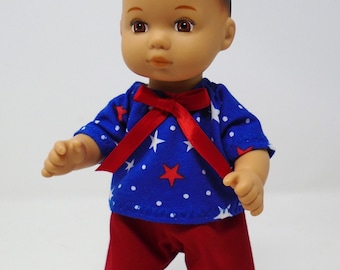 8 Inch Doll Clothes - Stars on Royal Blue 4th of July Girls Shorts Outfit handmade by Jane Ellen to fit 8" dolls such as Caring for Baby