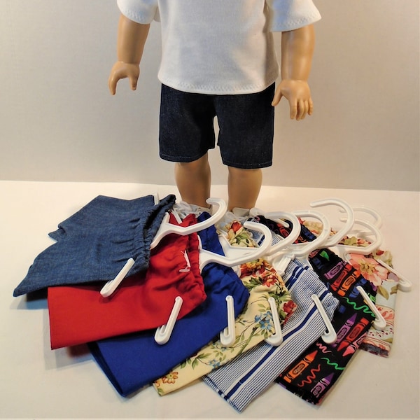 18 Inch Doll Clothes - Boys or Girls Shorts Assorted Colors and Prints handmade by Jane Ellen to fit 18 inch dolls