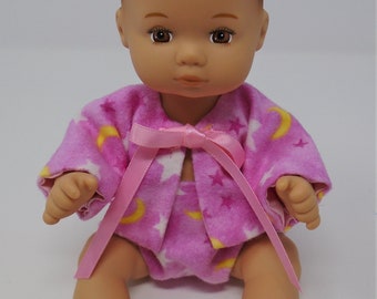 8 Inch Doll Clothes - Pink Flannel Jacket and Diaper Set handmade by Jane Ellen to fit 8 inch dolls such as Caring for Baby