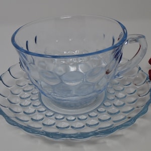 Anchor Hocking Bubble Blue Sapphire Cup and Saucer