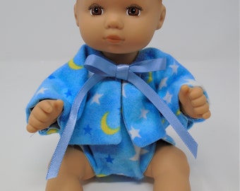 8 Inch Doll Clothes - Blue Flannel Jacket and Diaper Set handmade by Jane Ellen to fit 8 inch dolls such as Caring for Baby