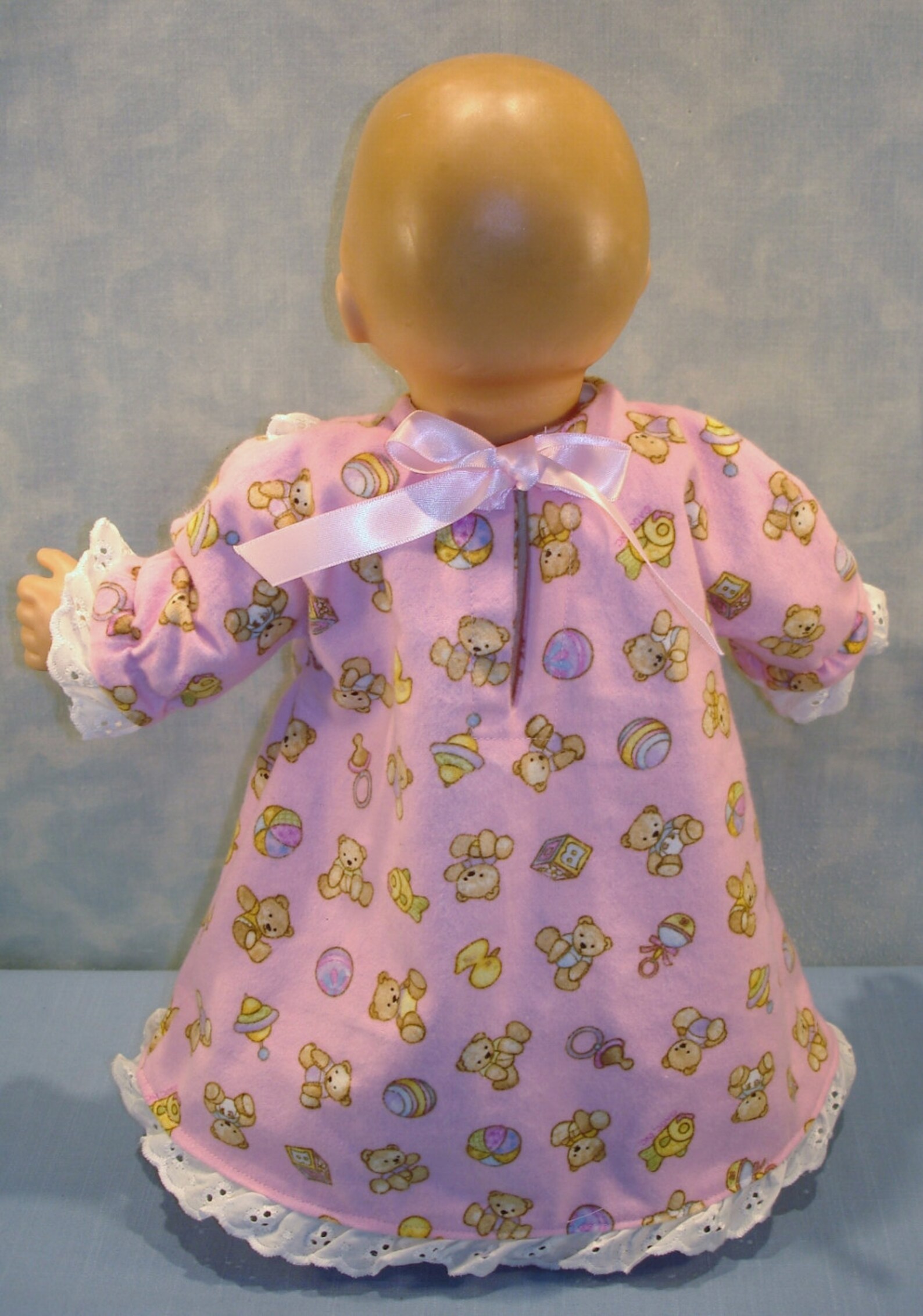 15 Inch Doll Clothes Teddy Bears on Pink Flannel Nightie and | Etsy