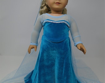 Ropa de muñeca de 18 pulgadas - Ice Queen Gown hecho a mano por Jane Ellen para adaptarse a las muñecas de 18 pulgadas
