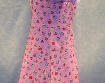 Cupcakes on Pink Girls Apron and Chef's Hat Set handmade by Jane Ellen