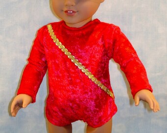 18 Inch Doll Clothes - Red Velour Gymnastics Leotard made by Jane Ellen to fit 18 inch dolls