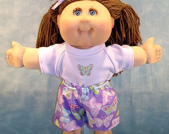 16 Inch Doll Clothes - Lavender Butterfly Shorts Set made by Jane Ellen to fit 16 inch cloth dolls