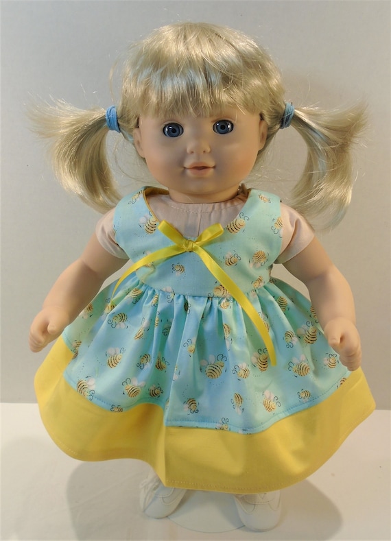15 Inch Doll Clothes Bumble Bees on Blue Sun Dress Handmade by