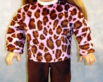 18 Inch Doll Clothes - Minky Leopard Pink Pants Set handmade by Jane Ellen to fit 18 inch dolls