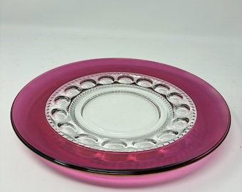 Kings Crown Thumbprint Ruby Flashed Luncheon Plate 8 1/2"