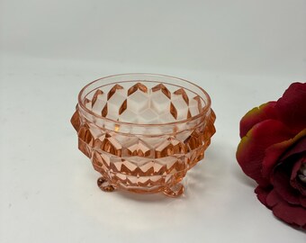 Cube Pink Depression Glass Powder Jar No lid