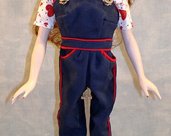 15-16 Inch Fashion Doll Clothes - Rosie Never Looked So Good Overalls Outfit made by Jane Ellen to fit 15-16 inch fashion dolls