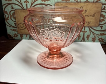 Mayfair Open Rose Pink Depression Glass Footed Compote No Lid