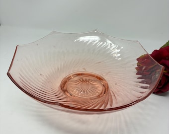 Large Pink Depression Glass Octagon Console Bowl 10.25 inches dia.