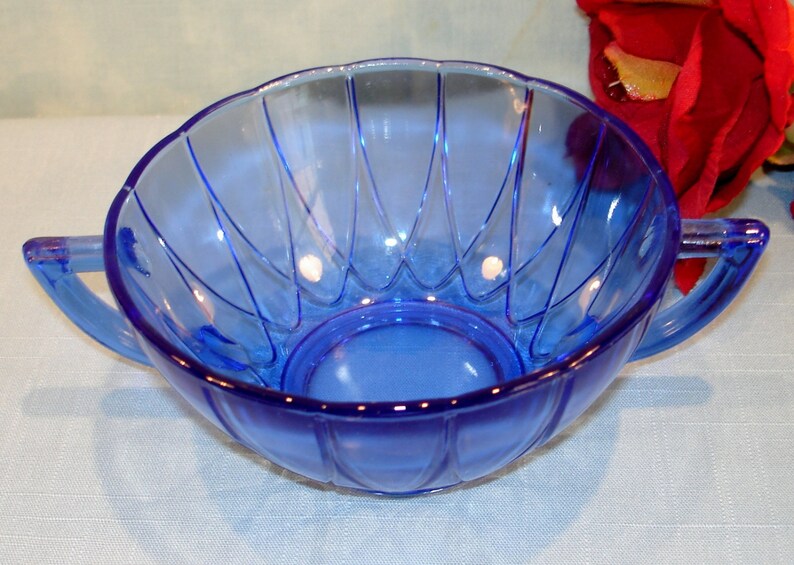 Newport or Hairpin by Hazel Atlas Cobalt Blue Cream Soup Bowl image 1