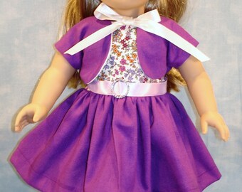 Grape Linen Dress and Jacket made to fit 18 inch dolls