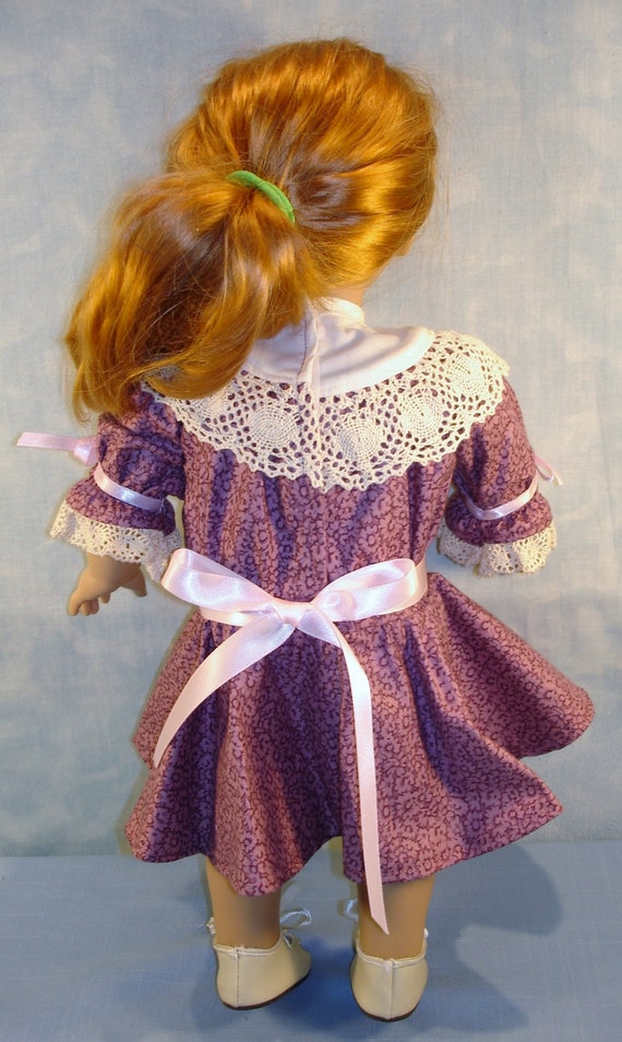 1904 Edwardian Mauve Floral Dress handmade by Jane Ellen to fit 18 inch dolls 18 Inch Doll Clothes 1904 Edwardian Mauve Floral Dress handmade by Jane Ellen to fit 18 inch dolls 18 Inch Doll Clothes