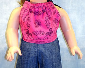 18 Inch Doll Clothes - Hot Pink Bandana Shorts Set handmade by Jane Ellen to fit 18 inch dolls