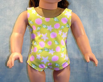 Bathing Suit, Yellow Seashells made to fit 18 inch dolls