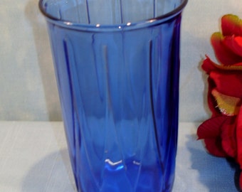 Newport or Hairpin by Hazel Atlas Cobalt Blue Depression Glass Tumbler