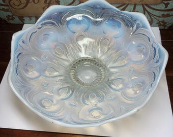 Moonstone White Edged Scalloped Footed Bowl, 8 1/4" dia.