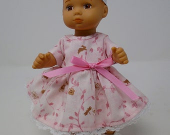 8 Inch Doll Clothes - Tiny Bunnies and Chicks on Pink Easter Dress handmade by Jane Ellen to fit 8 inch dolls such as Caring for Baby