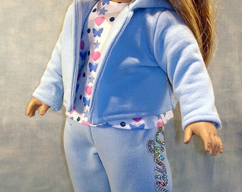 18 Inch Doll Clothes - Blue Gymnastics Warm Up Suit handmade by Jane Ellen to fit 18 inch dolls