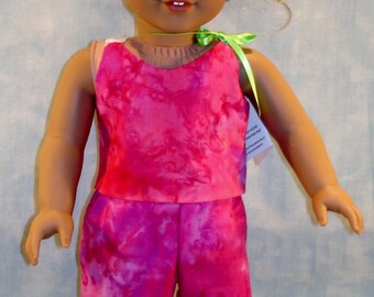 18 Inch Doll Clothes - Red Batik Cami Jami's handmade by Jane Ellen to fit 18 inch dolls