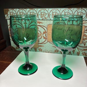 Copas de vino vintage color verde azulado, juego de 2