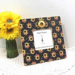 Field of Sunflowers Decoupaged Embellished 8x8 Picture Frame Housewarming Gift Floral Room Decor