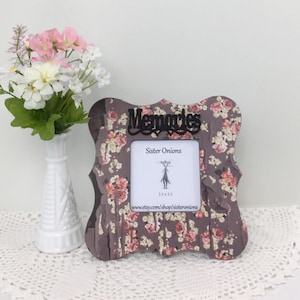Midnight Roses Memories Decoupaged Curvy 8x8 Picture Frame Gift for Wedding Housewarming Present Romantic Photo Frame Gift for Her Frame