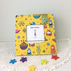 Take Me to your Leader Decoupaged Embellished 8x8 Space Alien Picture Frame Outer Space Picture Frame Child’s Room Decor Picture Frame