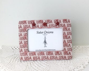 USA Decoupaged 4x6 Picture Frame Patriotic American Room Decor