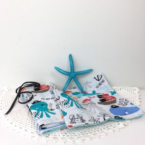 Pirate Baby or Toddler Washcloths Terrycloth and Flannel Ocean Themed Nursery Bathtime Baby Shower Gift