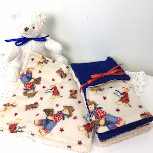 Buckaroo Bear Baby or Toddler Washcloths Terrycloth and Flannel Bathtime Baby Shower Gift Cowboy Nursery