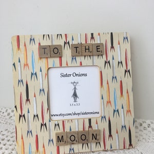 Star Man Decoupaged Embellished 8x8 Rocket Ship Picture Frame Child's ...